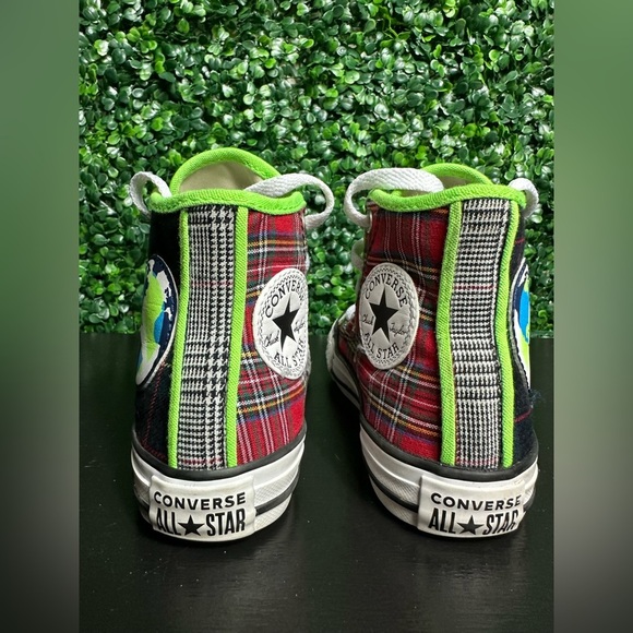 Converse Chuck Taylor All Star Hi Peace On Earth In Plaid Sneakers Size 12 boys - Picture 5 of 9